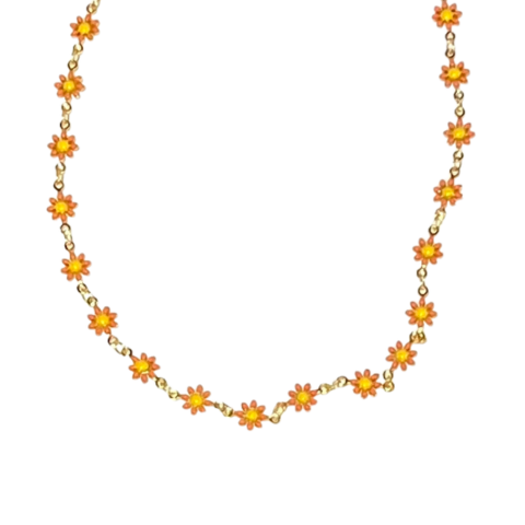 Orange Flower Power Choker Necklace
