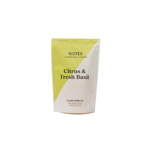 Notes Sustainable Candle Refill Kit - Citrus and Fresh Basil