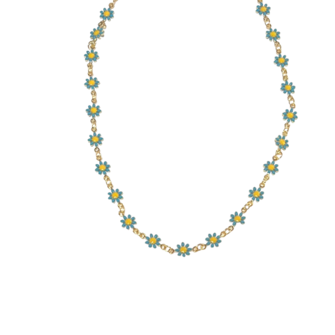 Blue Flower Power Choker Necklace