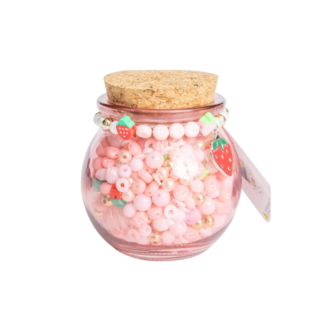 Short & Sweet Pink Letter and Red Strawberry Charm Bead Kit