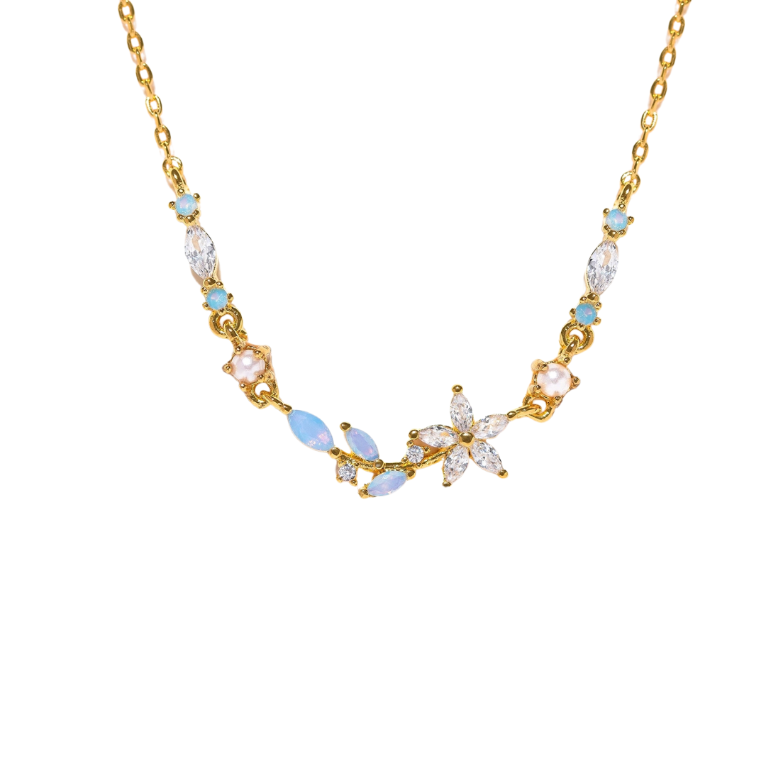 18k Gold Plated CZ Blushing Blossom Necklace