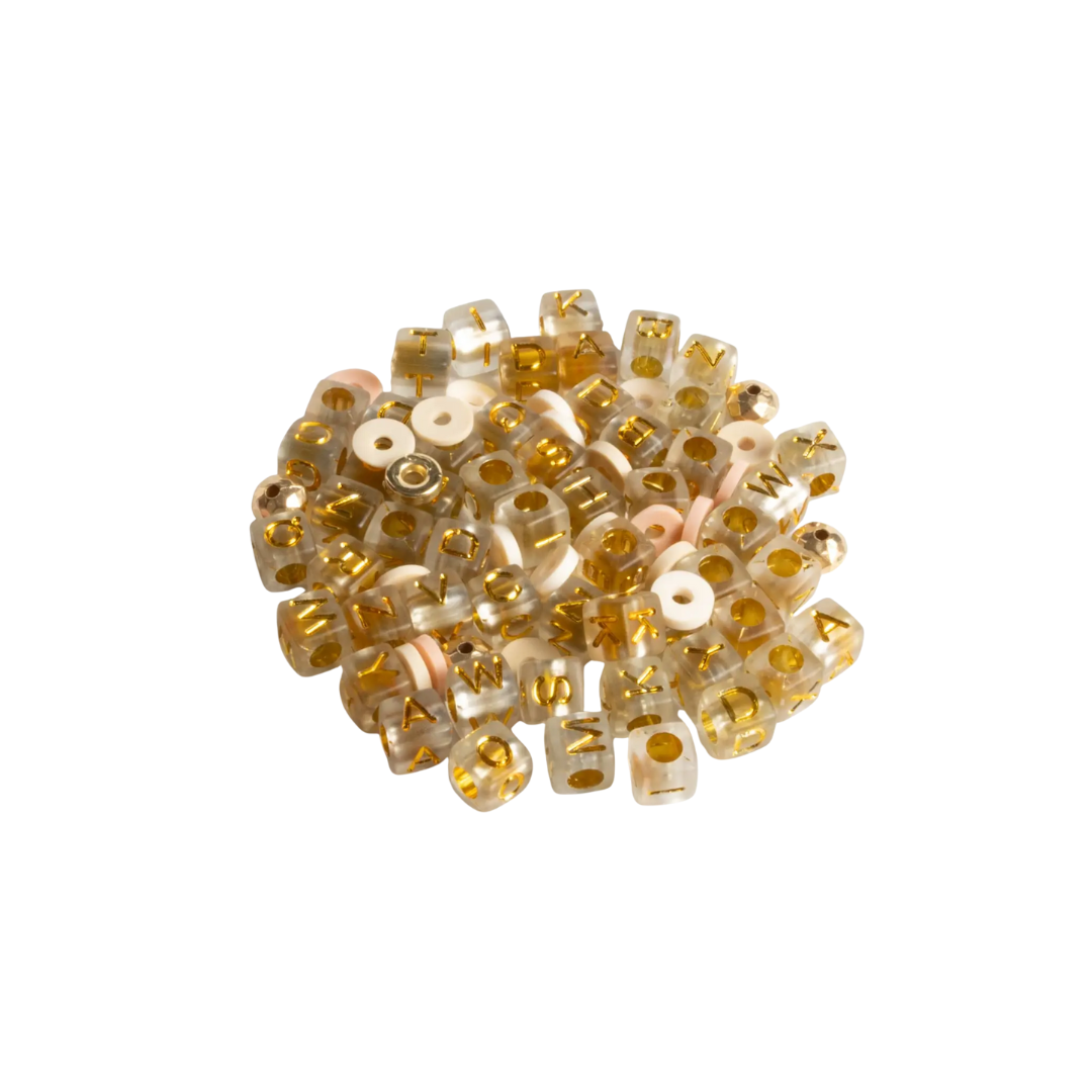 Bead Kit with Gold Bowtie Charm and Heishi Beads