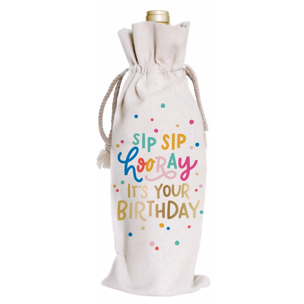 Sip Sip Horray Birthday Wine Bottle Bag