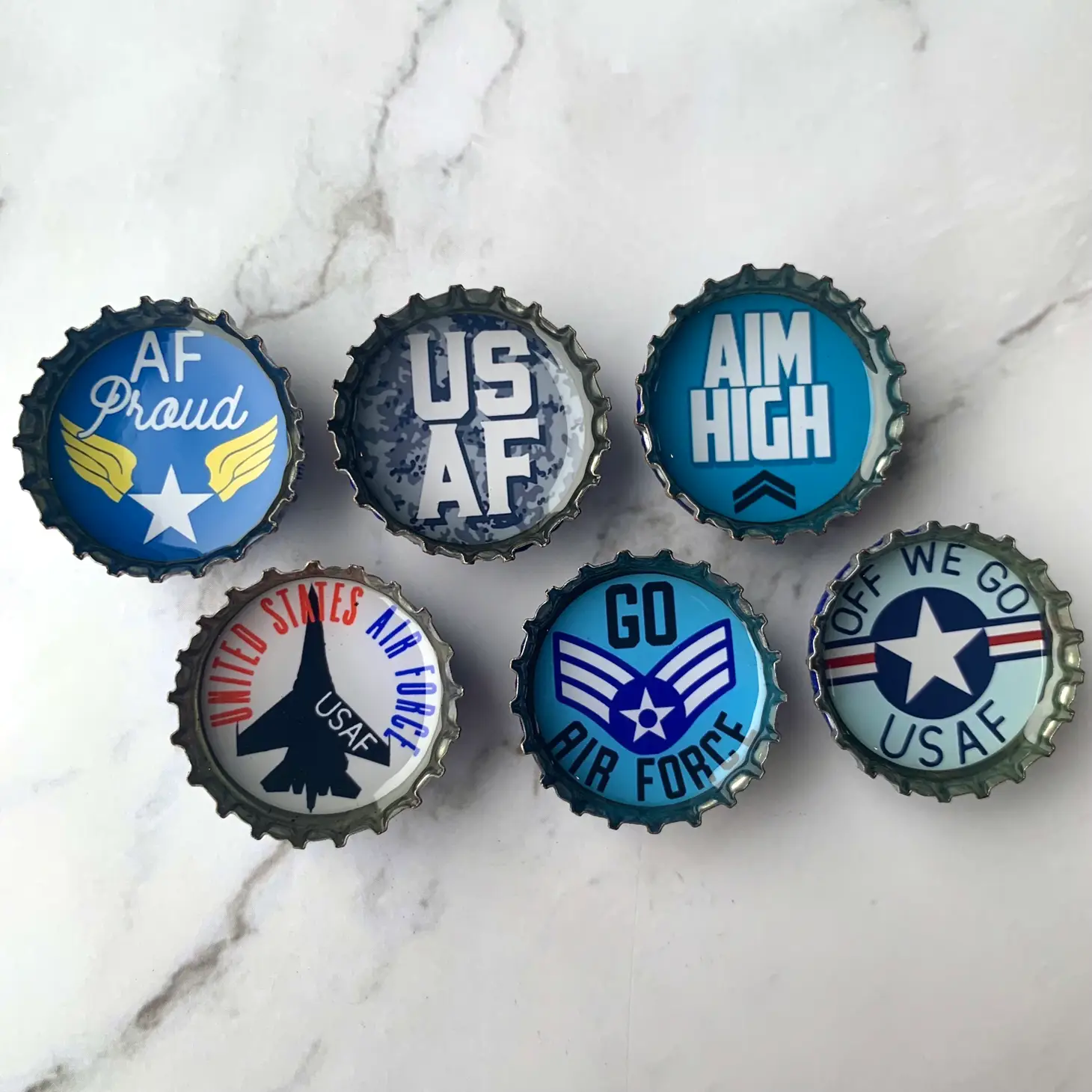 Air Force Bottle Cap Magnet Set