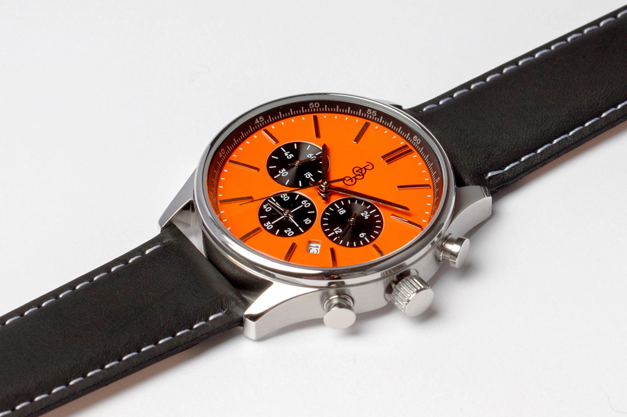 Orange and Black Chronograph Watch with Silicone Strap
