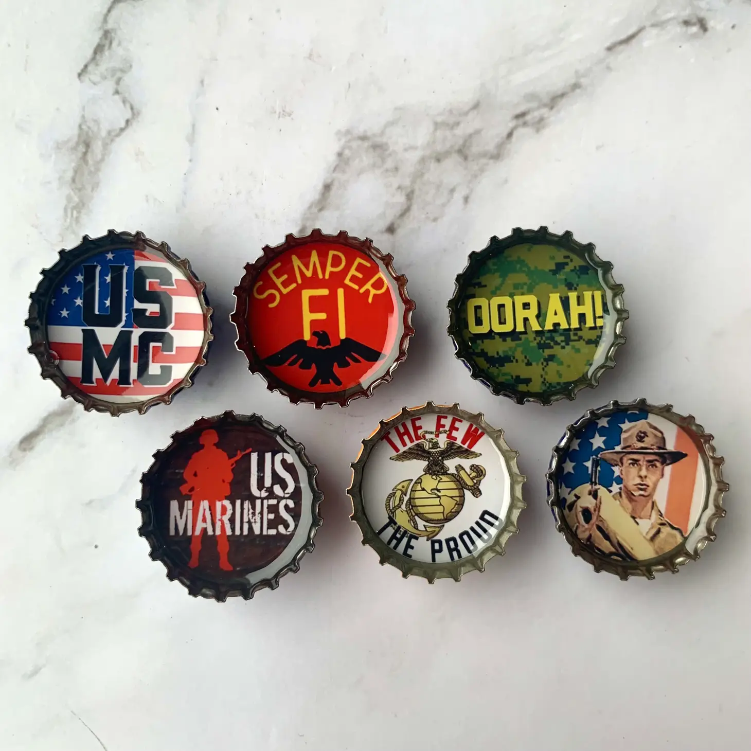 Marines Bottle Cap Magnet Set
