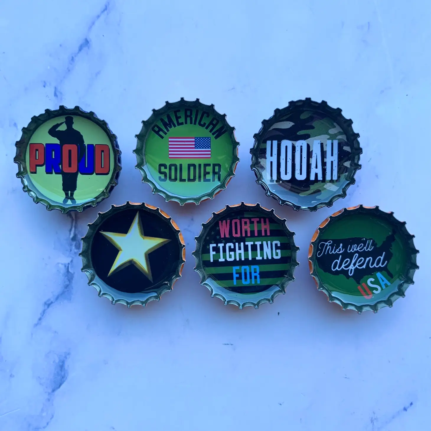 Army Bottle Cap Magnet Set