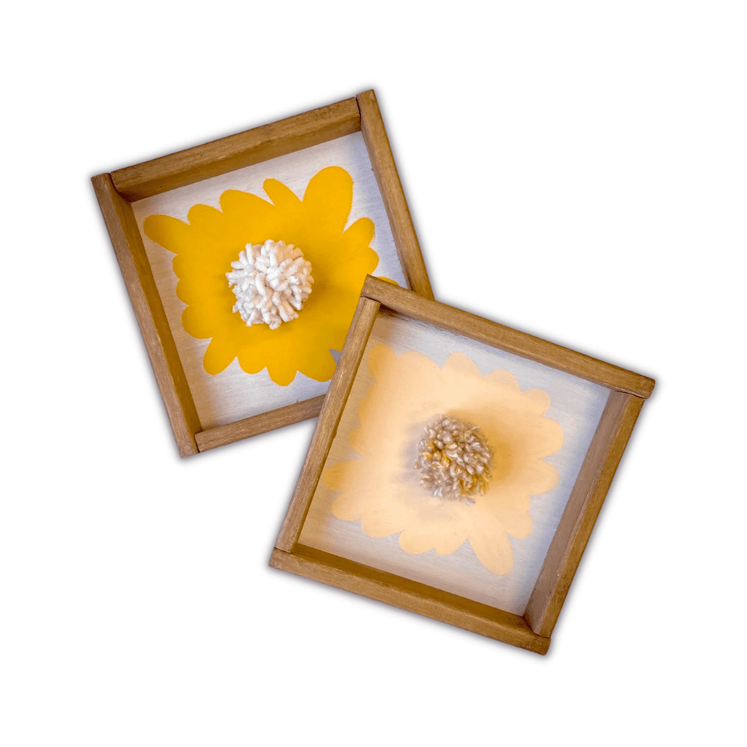 Pom Pom Flower Wooden Sign