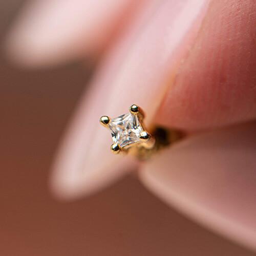 Starlette Princess Cut Earrings in Rose Gold