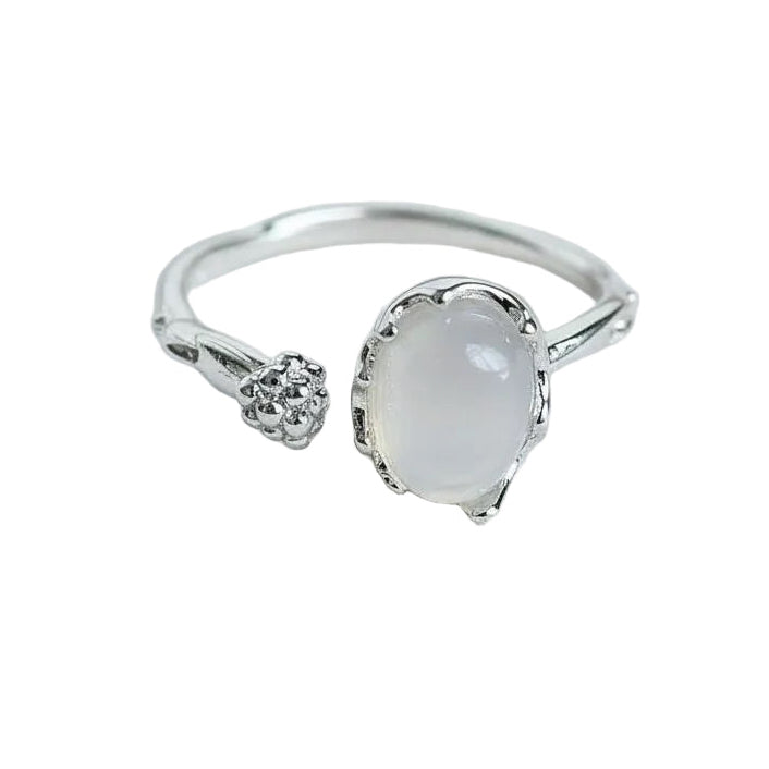 Geometric White Agate Adjustable Ring