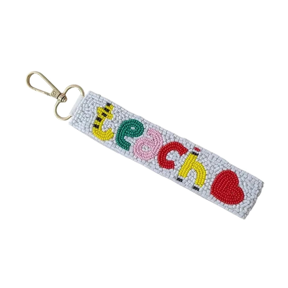 Beaded Teach Keychain Wristlet
