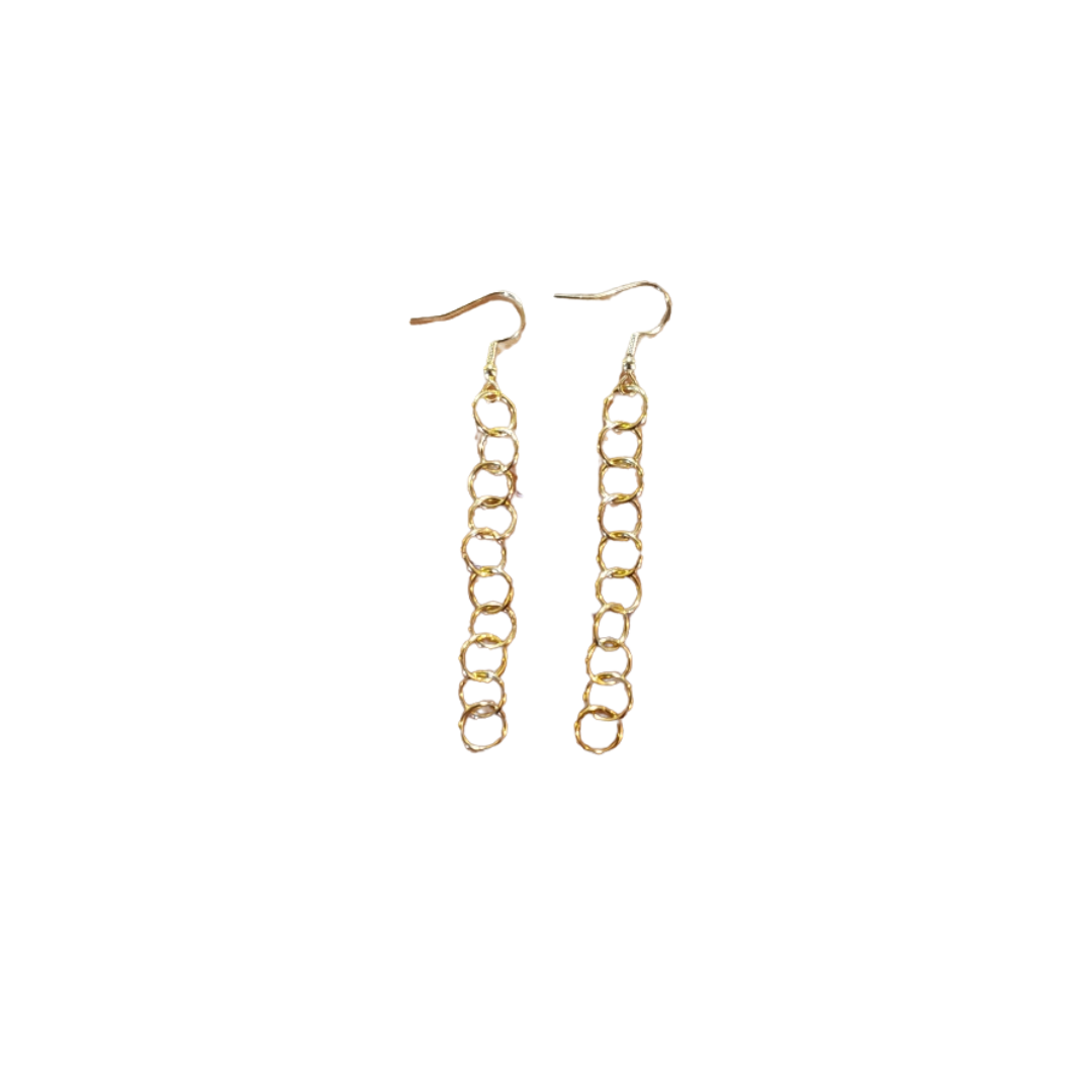 Gold Chain Link Drop Earrings - Large