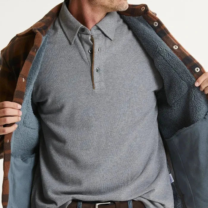 Orange and Black Plaid Sherpa Lined Brushed Flannel