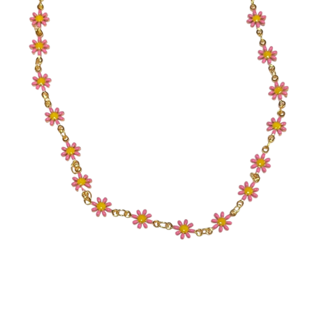 Pink Flower Power Choker Necklace
