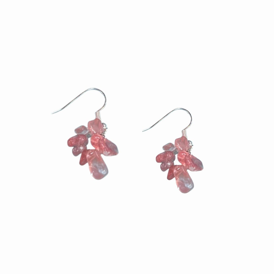 Gemstone Drop Earrings Rose Quartz