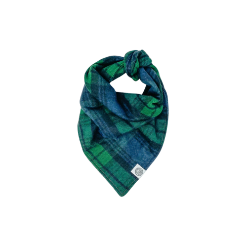 Ollie Dog Bandana | Green and Blue Plaid