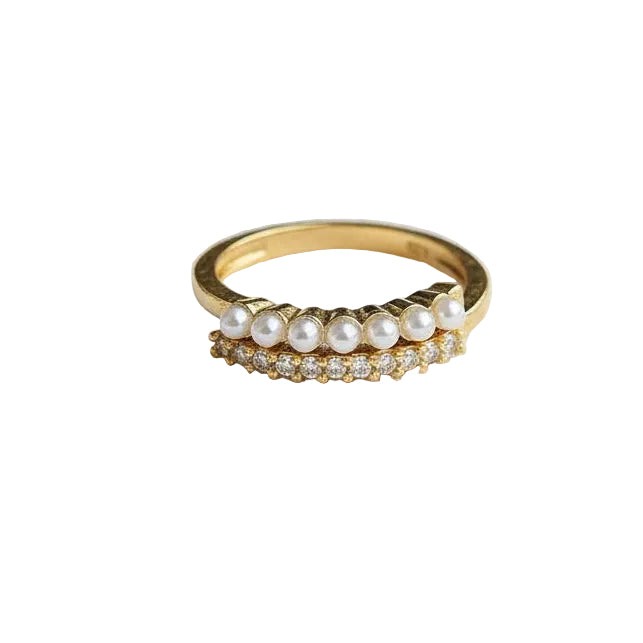 Vintage-Inspired Pearl Stack Adjustable Ring