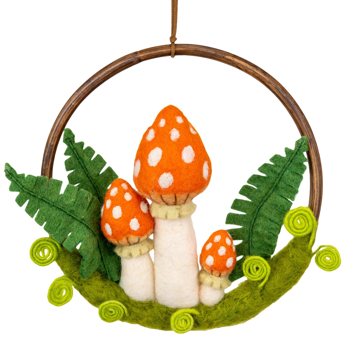 Orange Bonnet Mushroom Felt Ring
