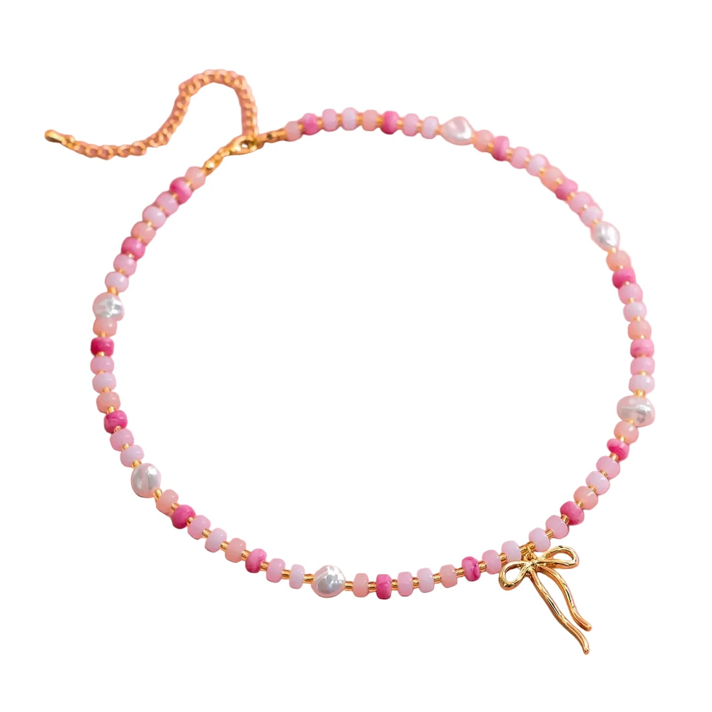 Pastel Crush Coquette Bow Necklace - Pink