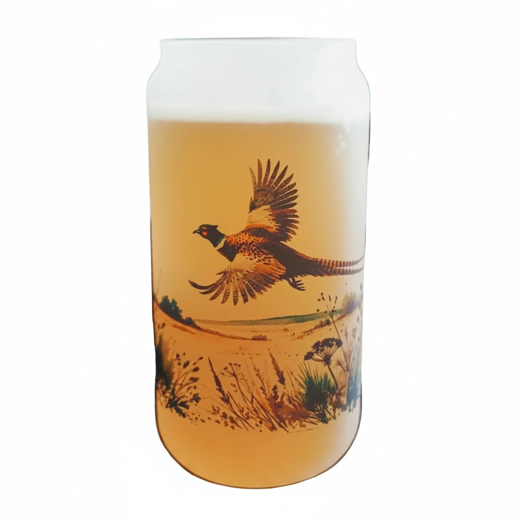 Fields and Feathers Frosted Can Glass