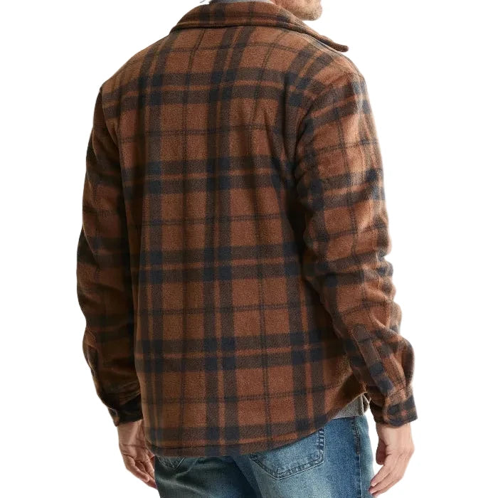Orange and Black Plaid Sherpa Lined Brushed Flannel