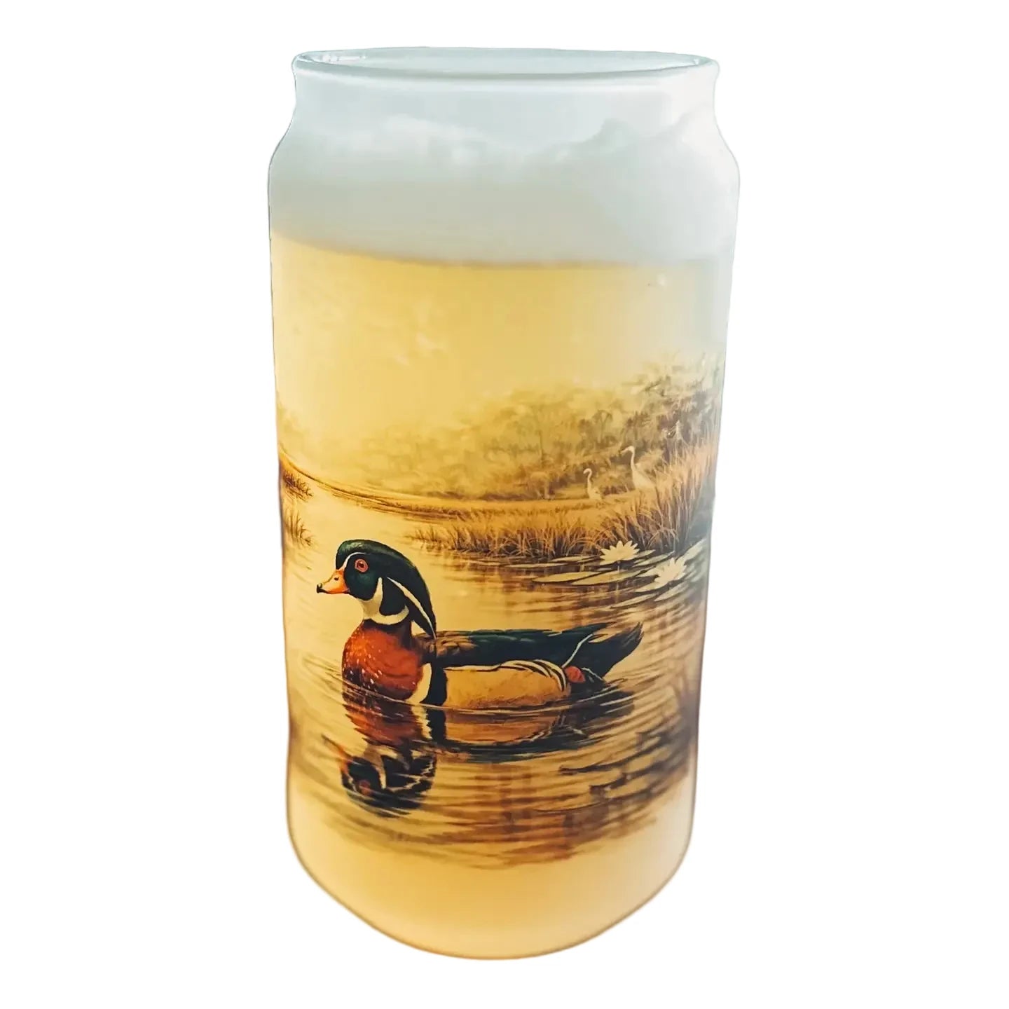 Wood Duck Frosted Can Glass