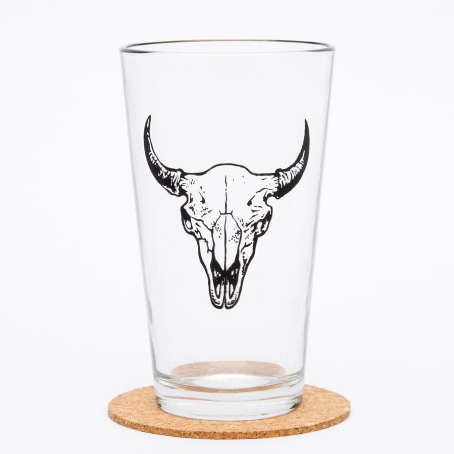 Cow Skull Pint Glass