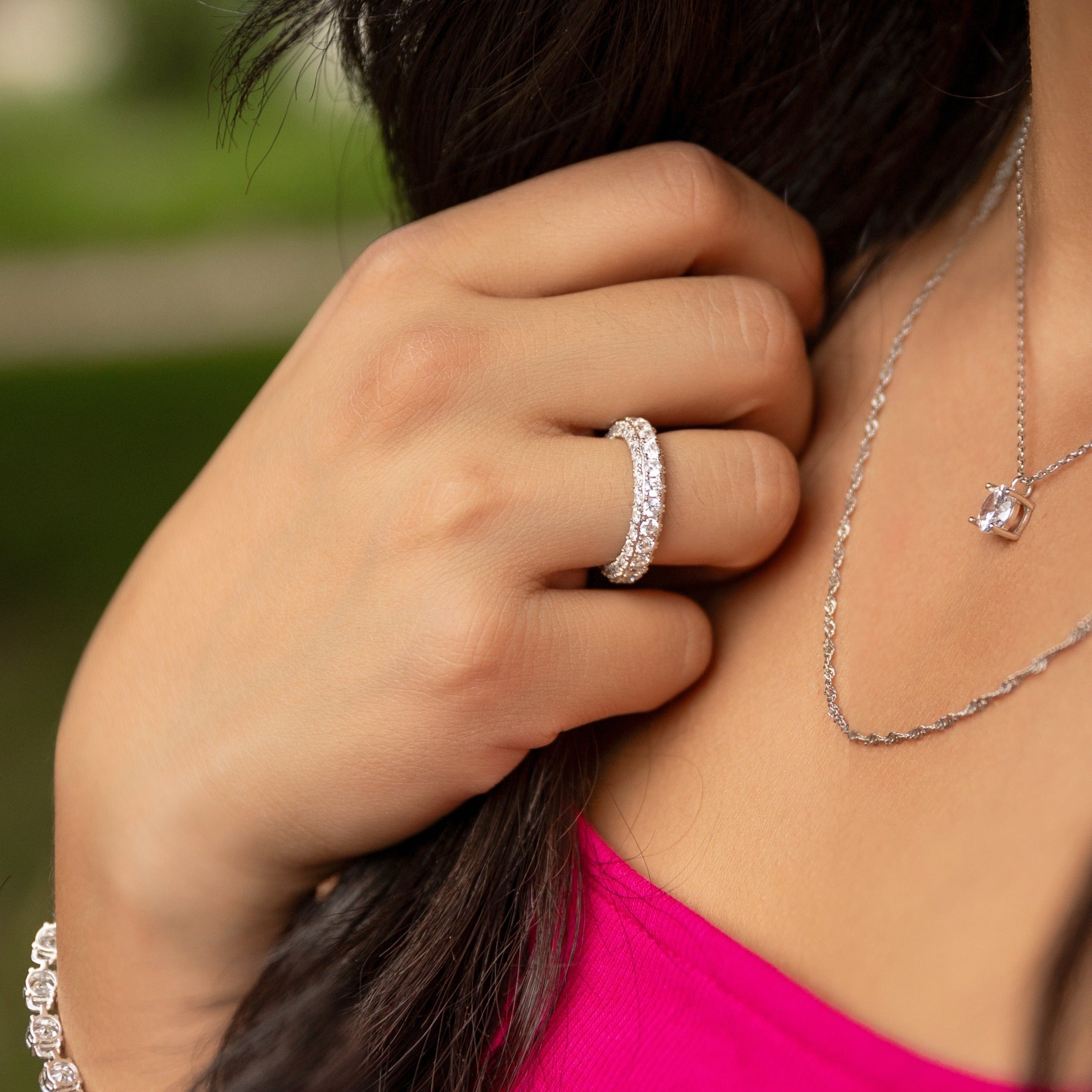 Starlette Jasmine Eternity Ring in Silver