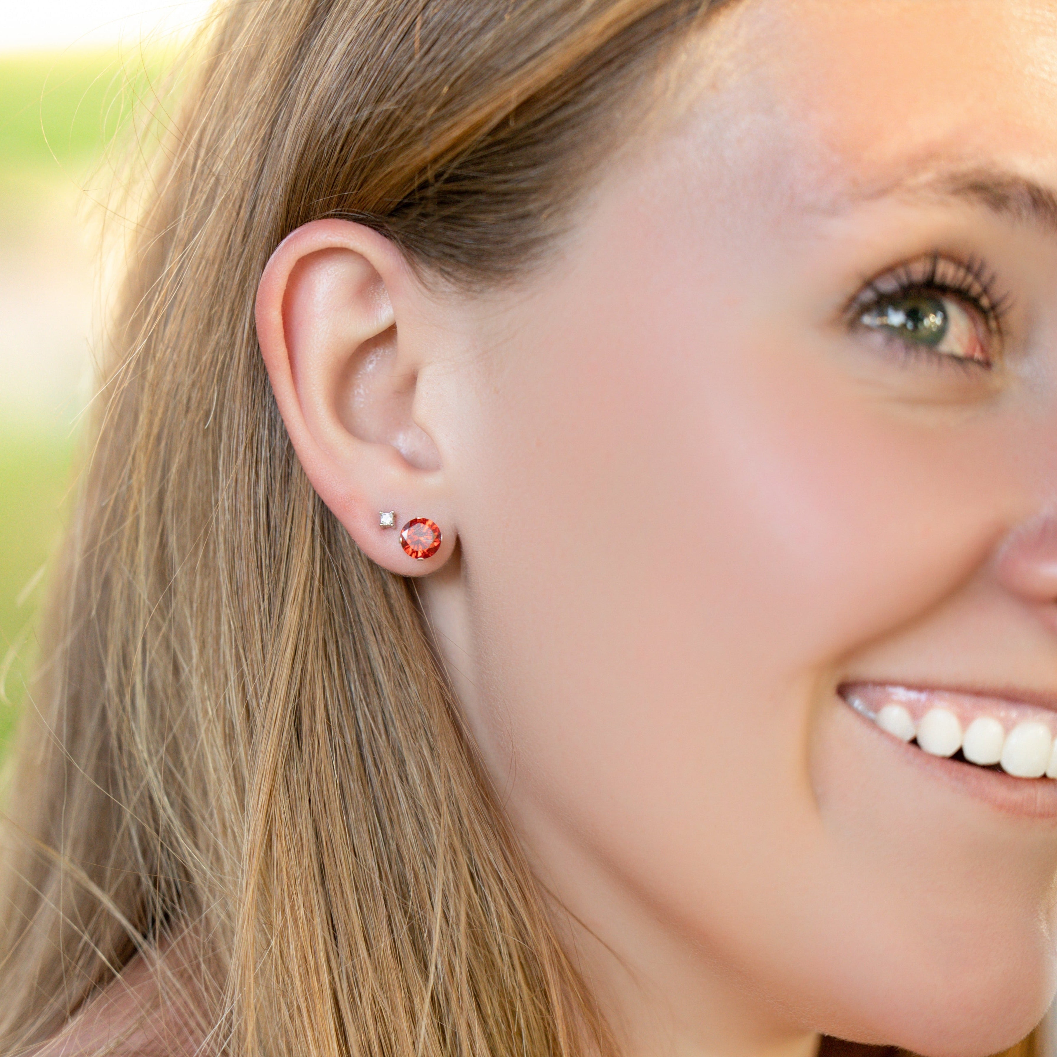 Starlette Garnet Birthstone Earrings