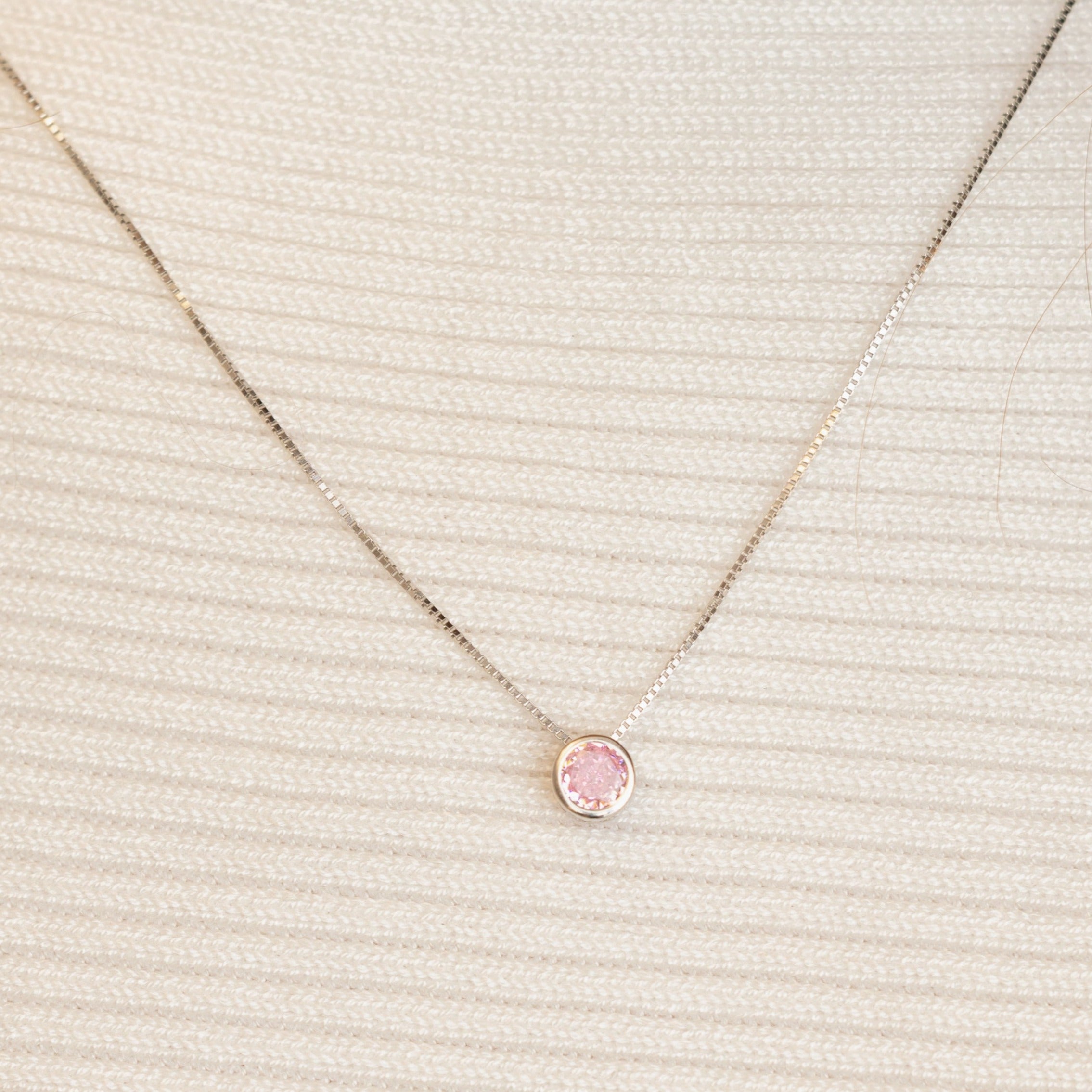 Starlette Pink Bezel Necklace