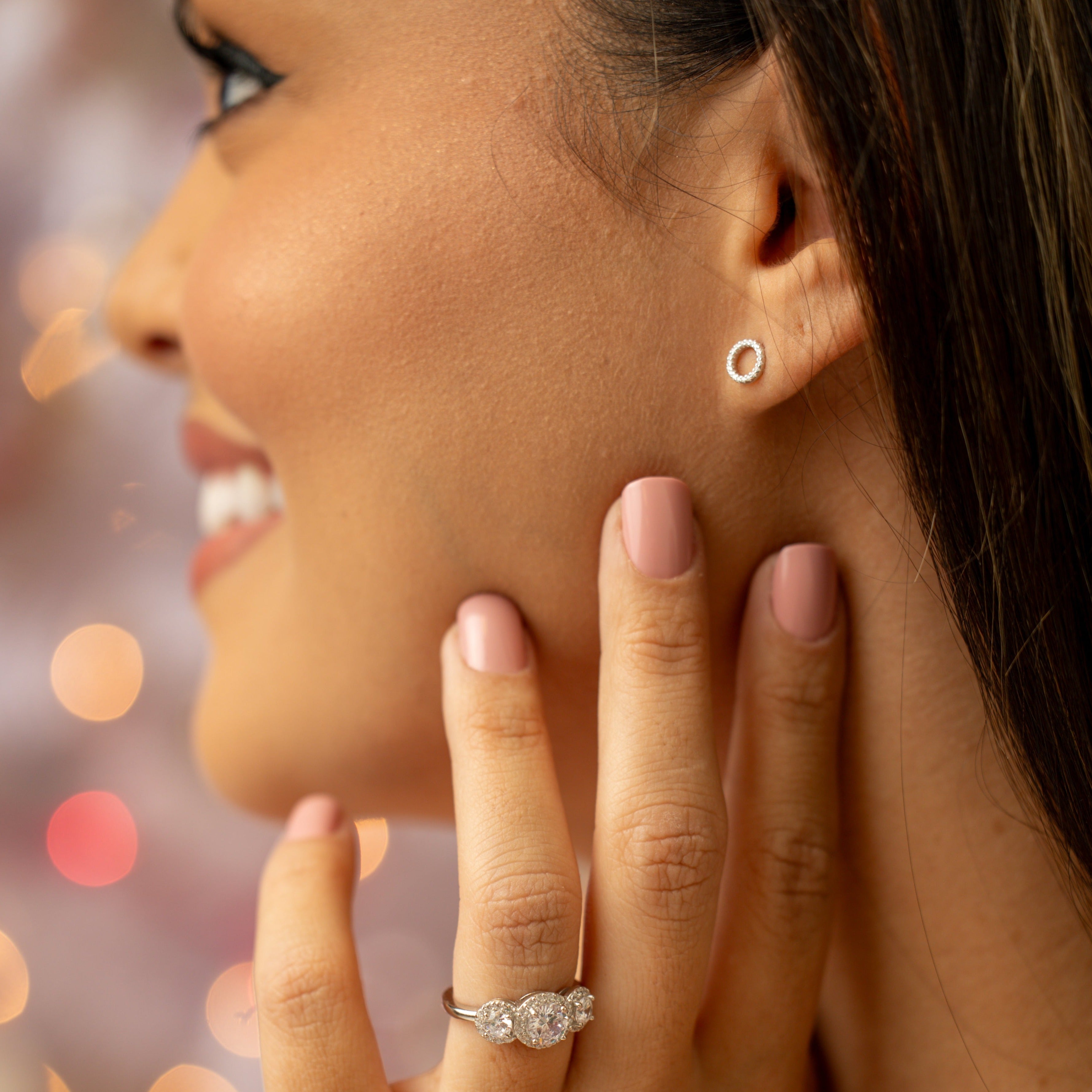 Starlette Eternity Stud Earrings in Silver