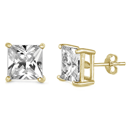 Starlette Dainty Princess Cut Earrings in Gold