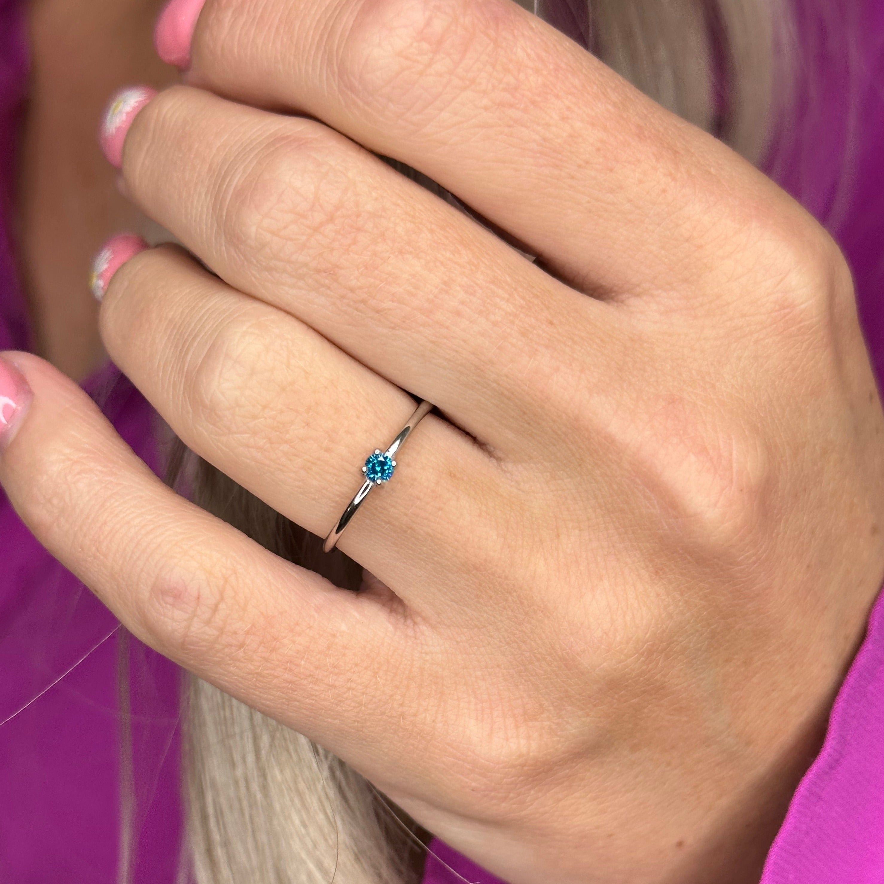 Starlette Blue Topaz Round Stackable Ring
