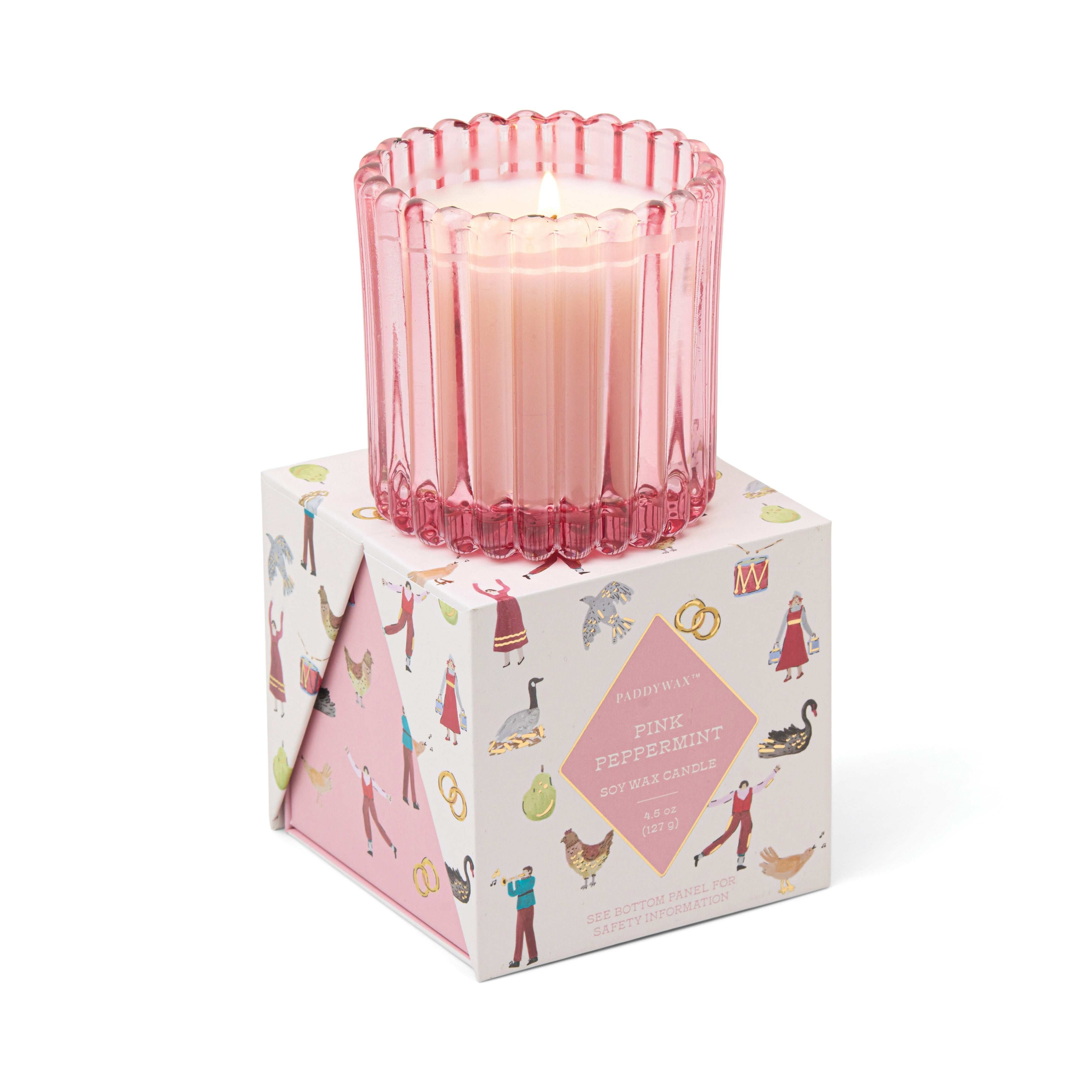 Pink Peppermint Candle in Holiday Gift Box