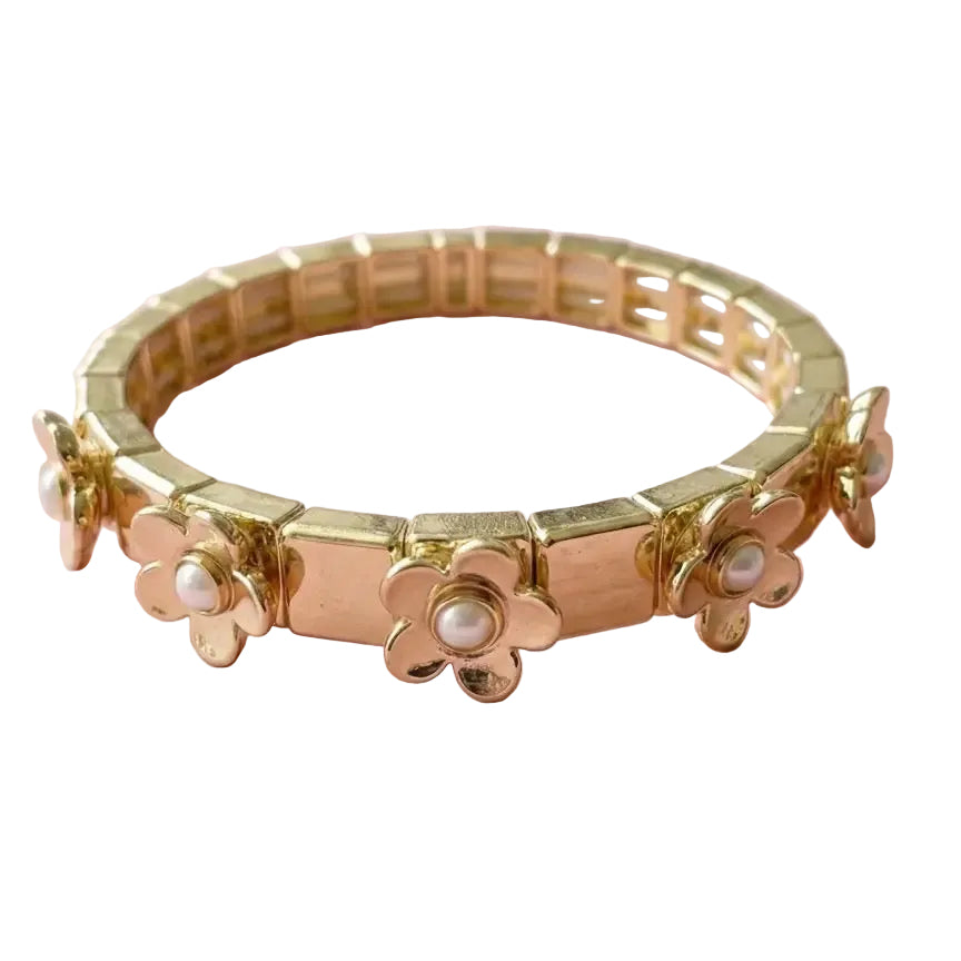 Enamel Stretch Bracelet - Gold Poppy