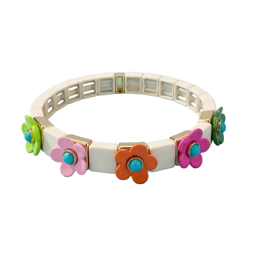 Enamel Stretch Bracelet - Rainbow Poppy