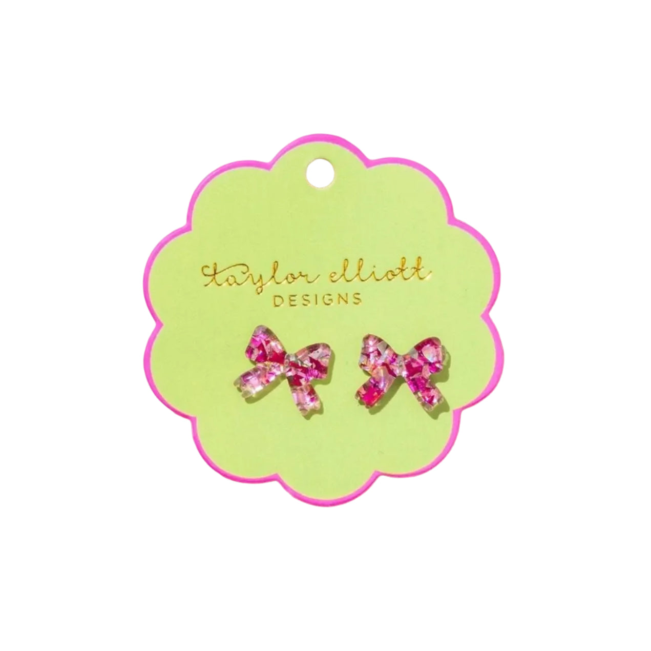 Pink Confetti Bow Stud Earrings