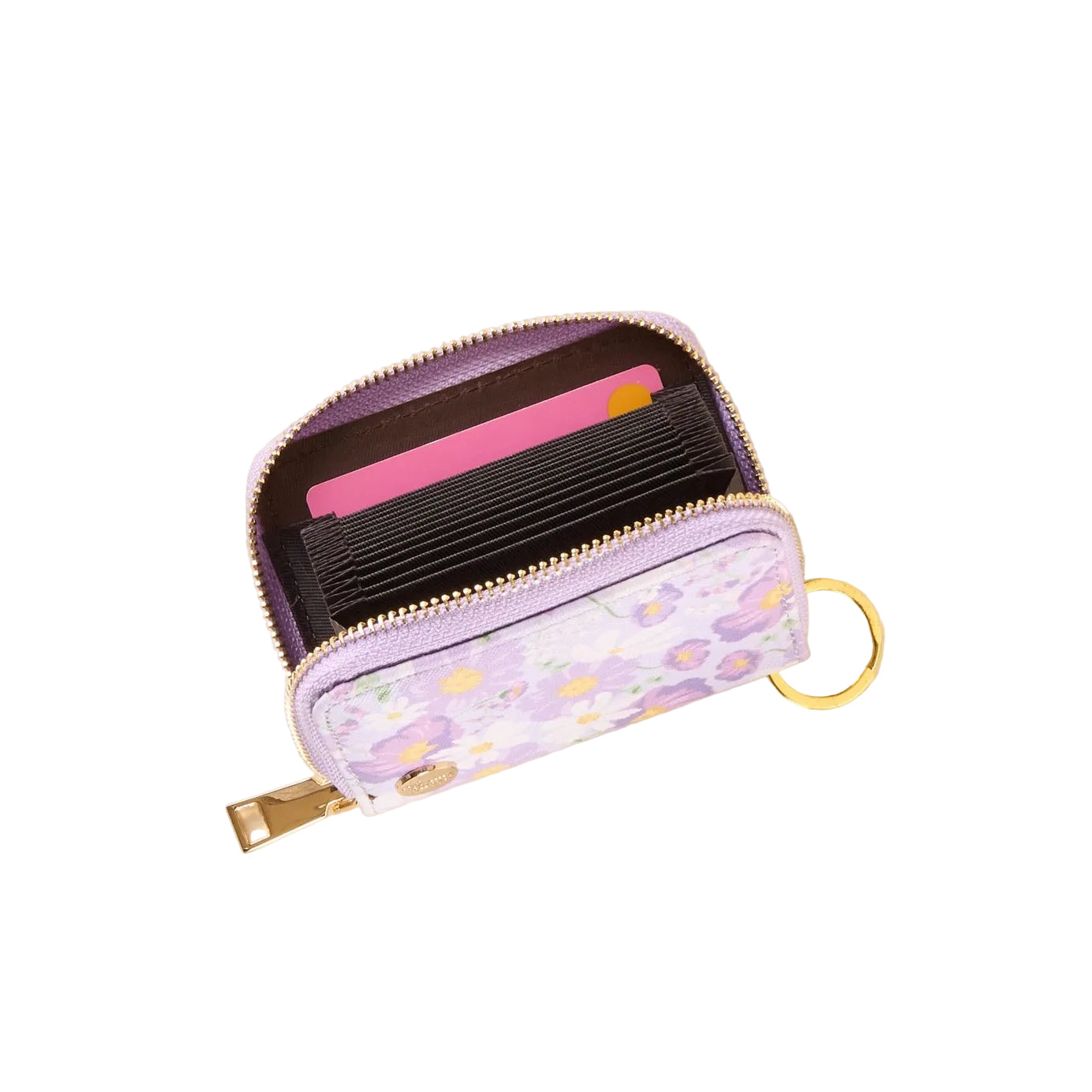 Purple Bouquet Zip Around Keychain Wallet