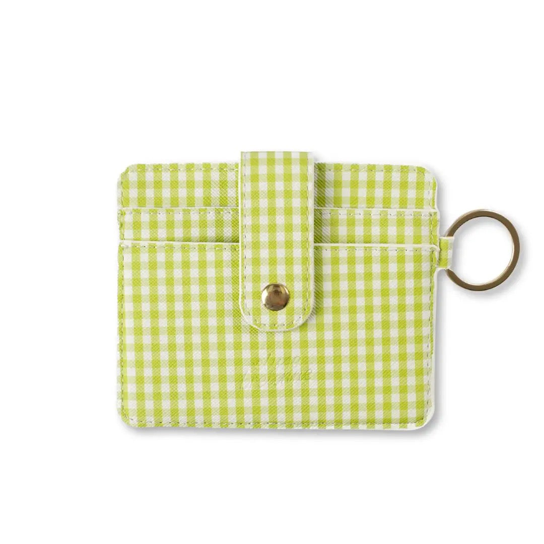 Green Gingham Wallet Keychain