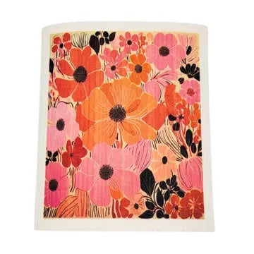 Retro Flowers Swedish Dishcloth