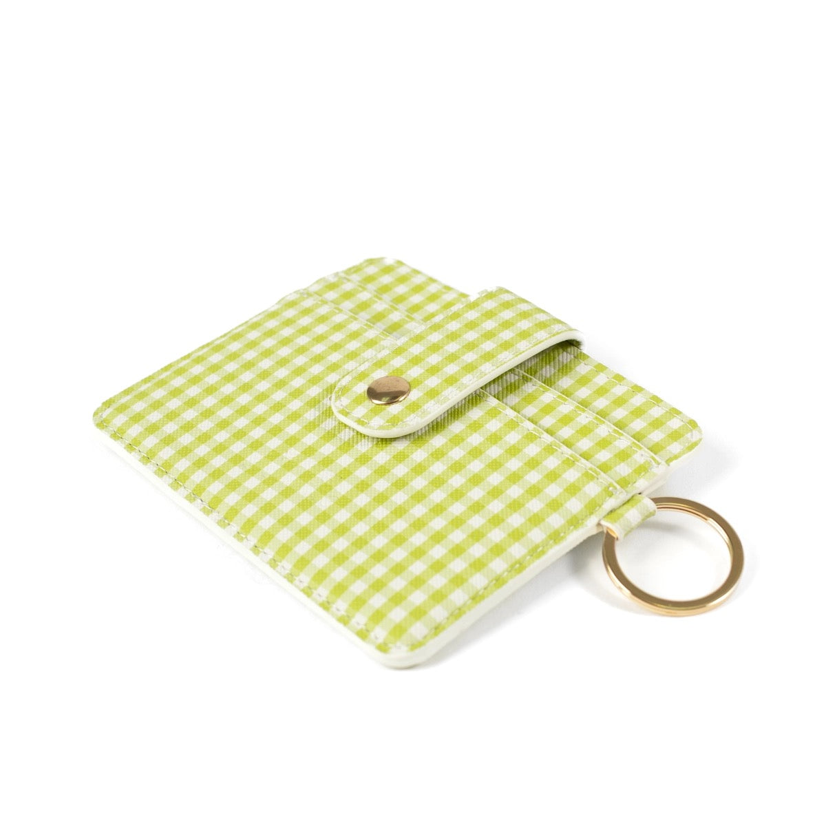 Green Gingham Wallet Keychain