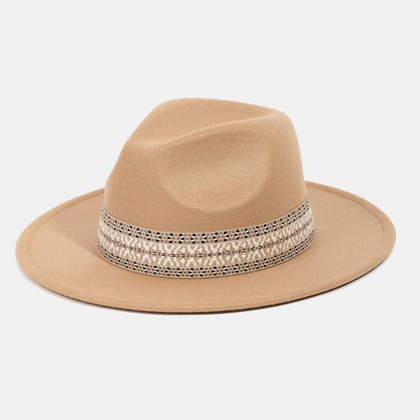 Geometric Strap Camel Fedora