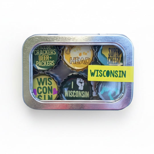 Wisconsin Bottle Cap Magnet Set