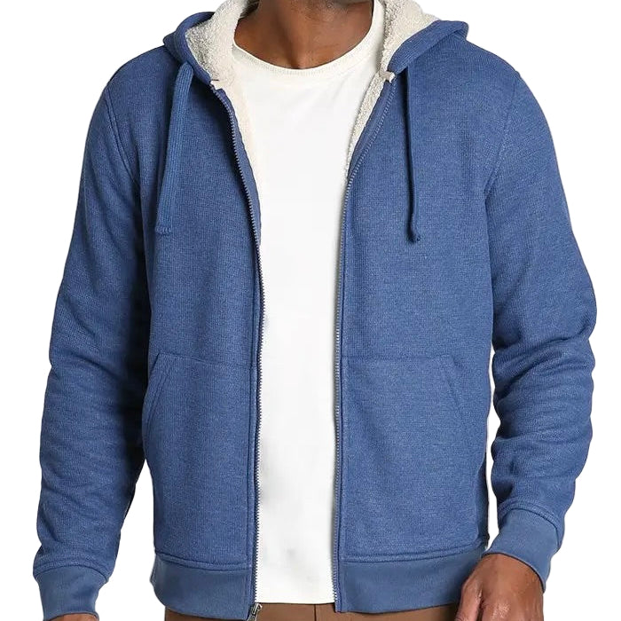 Sherpa Lined Waffle Hoodie - Blue