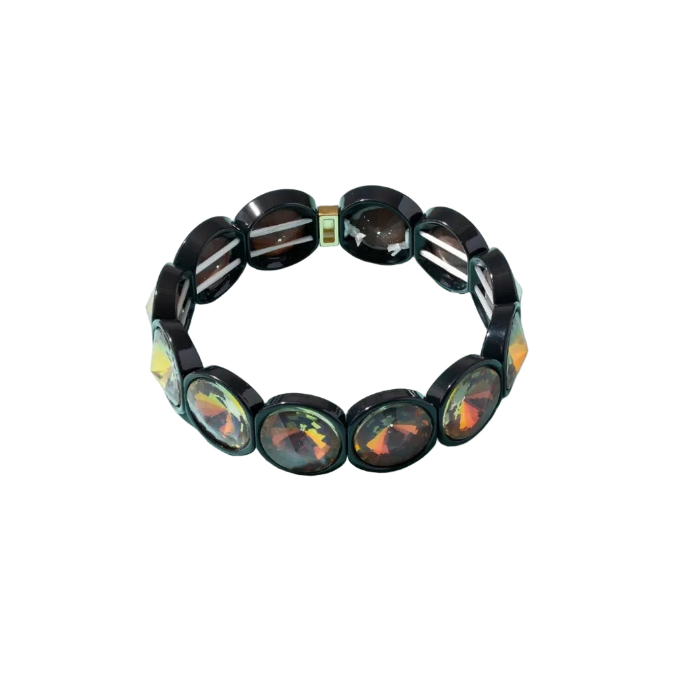Enamel Stretch Bracelet - Black and Orange