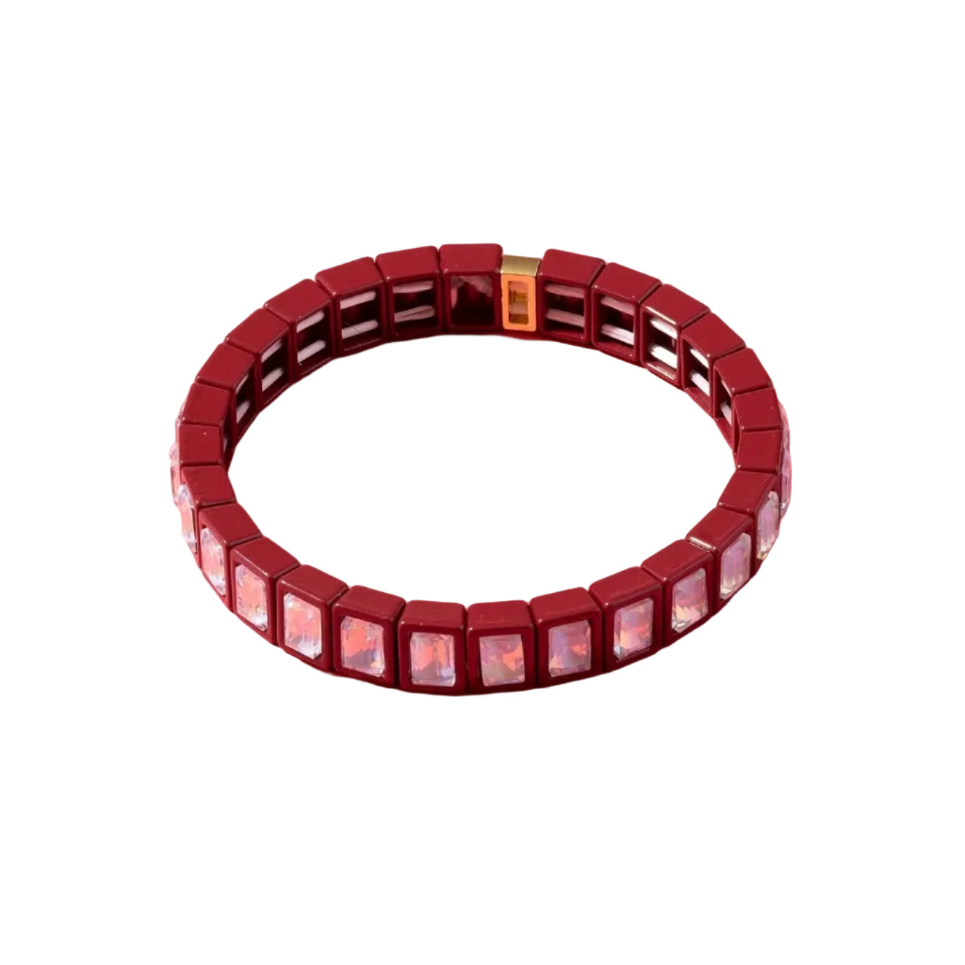 Enamel Stretch Bracelet - Maroon
