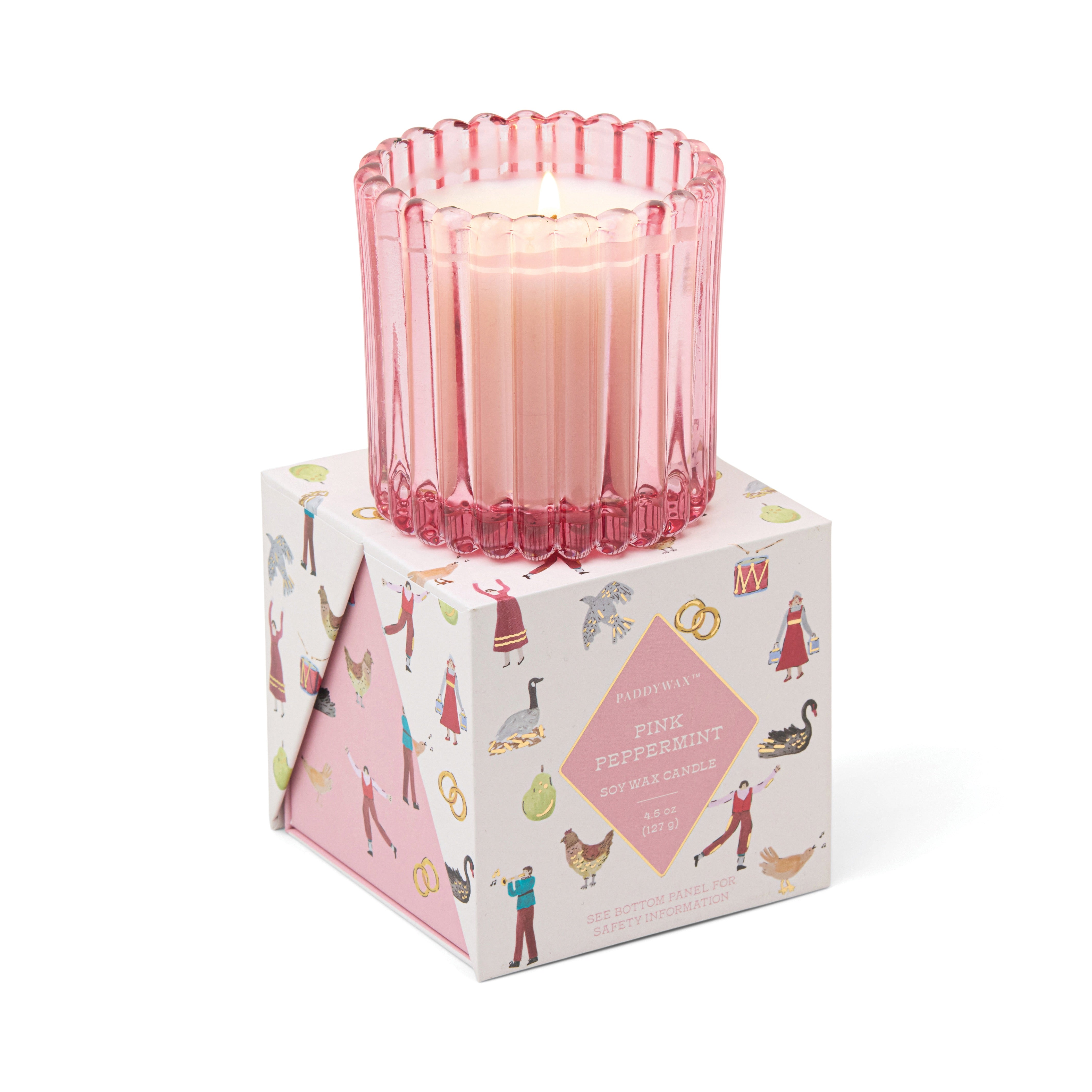 Pink Peppermint Candle in Holiday Gift Box