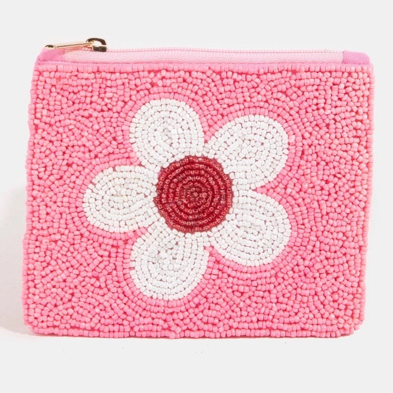 Daisy Seed Beaded Coin Purse