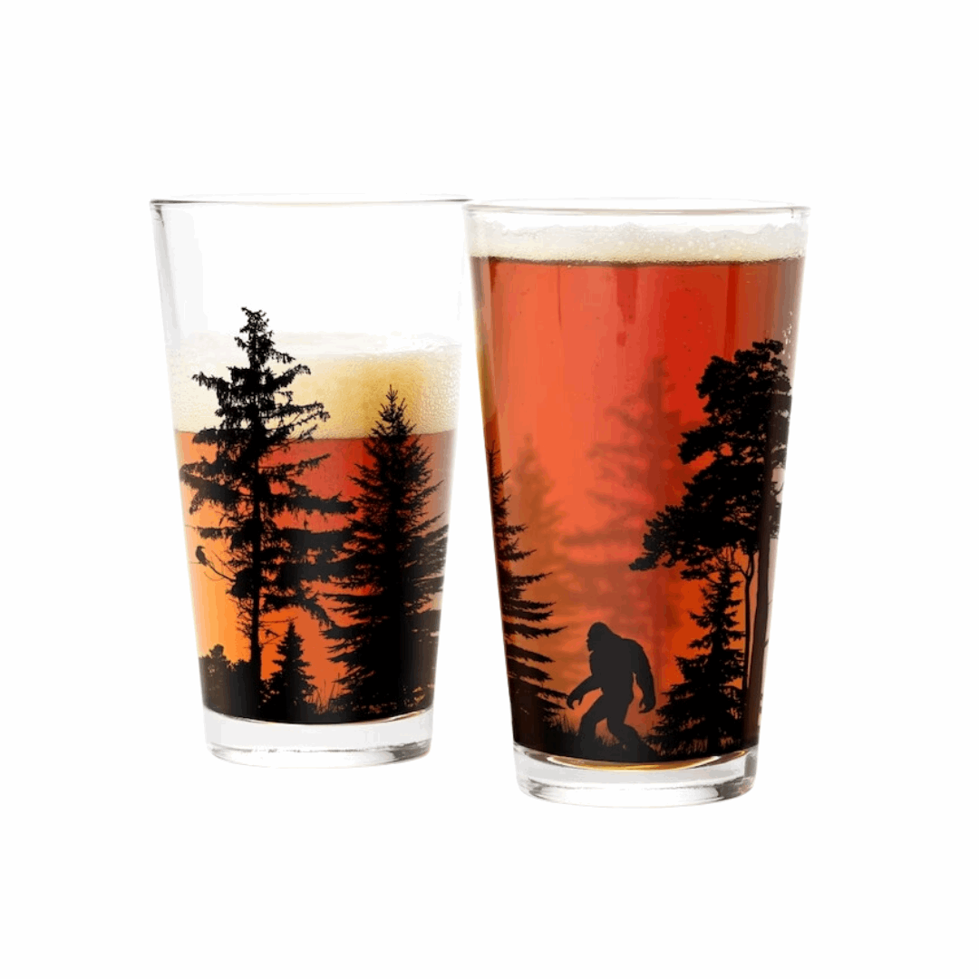 Bigfoot in the Forest Pint Glass