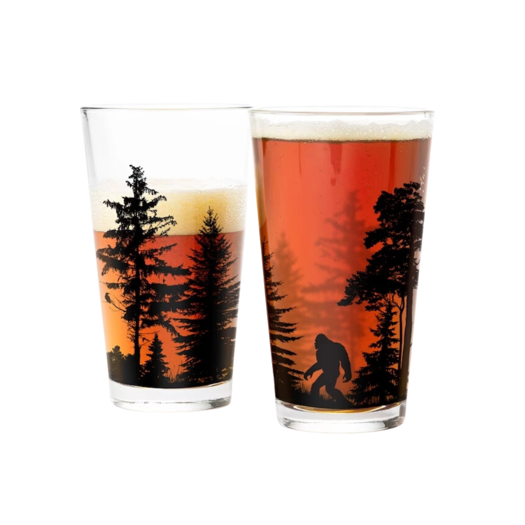 Bigfoot in the Forest Pint Glass